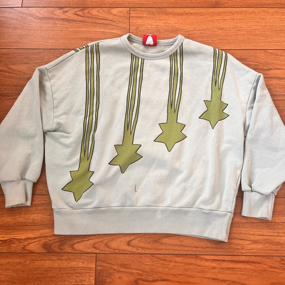 Fresh Dinosaurs Neutral Gender Green Star Patterned Kids Sweater
